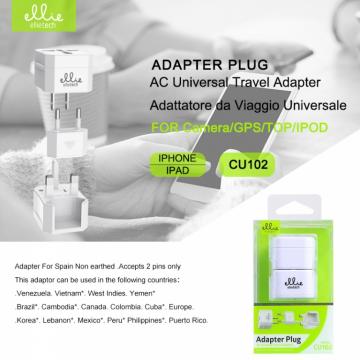 Ellietech CU102 Adaptateur Universel de Voyage Blanc